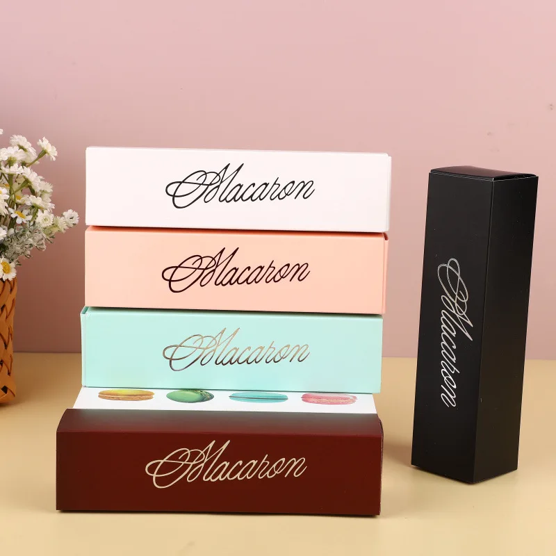 6 Cavity Macaron Packaging Box Cardboard Clear Window Storage Boxes Biscuits Sweets Small Breads Doughnuts Muffins Cupcakes