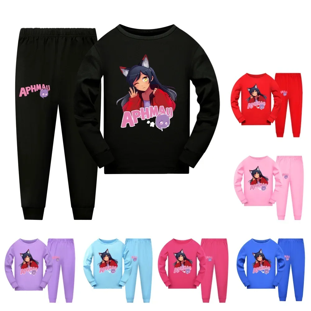 

Kawaii APHMAU Clothes Kids Cartoon Pajama Sets Baby Girls Long Sleeve Tops Pants 2pcs Set Teenager Boys Casual Sleepwear Pyjamas