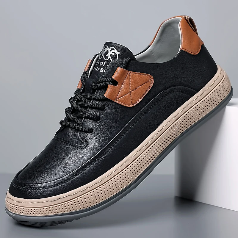 

Men Casual Shoes lace up fashion Spring autumn Men's Genuine Leather Outdoor Sneakers Classic Elegant Designer Shoes men flats