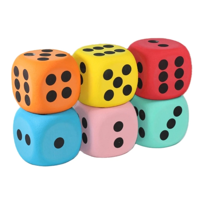 1piece Random Color Six Sided Dices 8cm Foam Dices Rounded Edges Counting Toy for Kids, Learning Aids Math Teaching