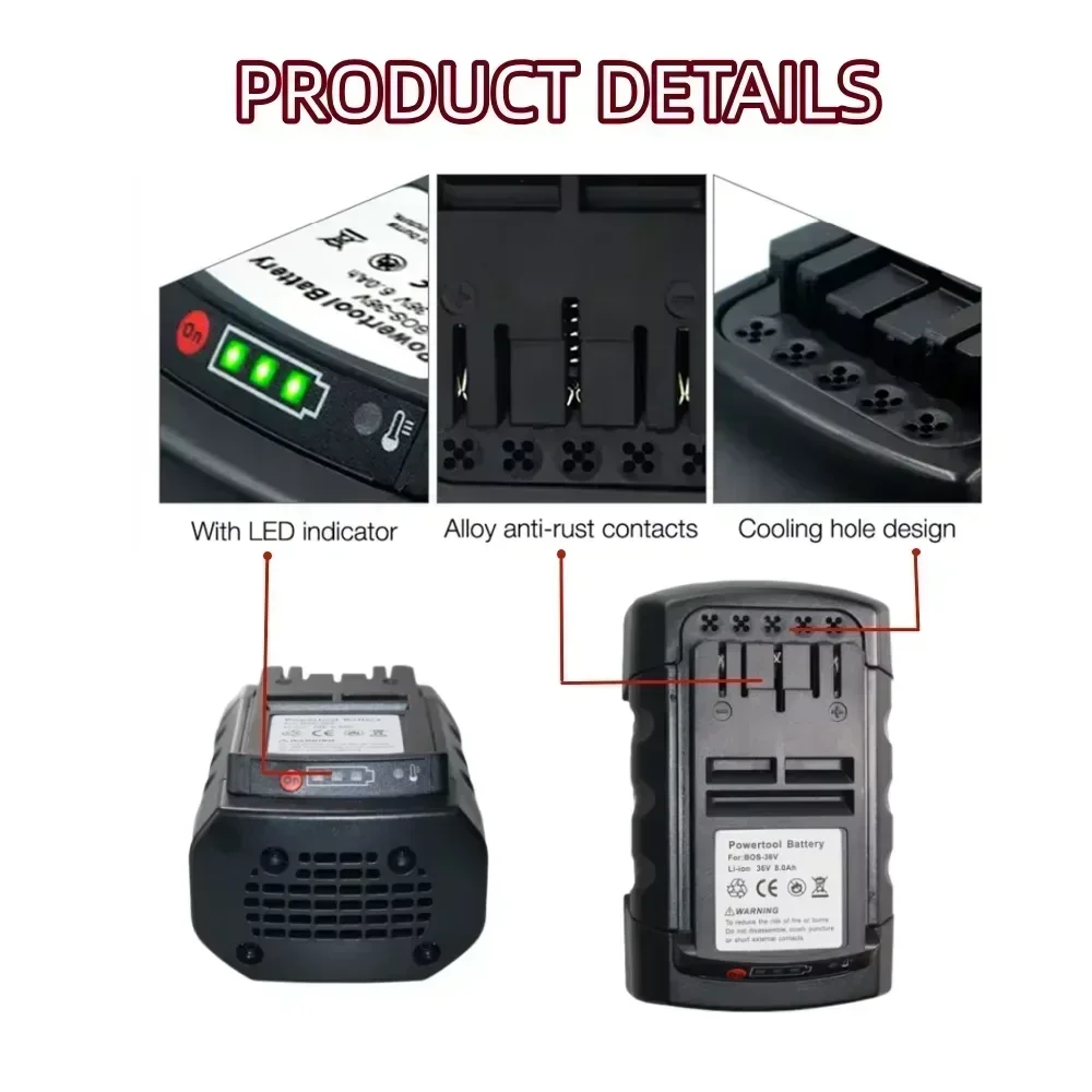New For Bosch 36V Rechargeable Battery Lithium Battery Charger Power Tool Bosch Lithium AL3640CV
