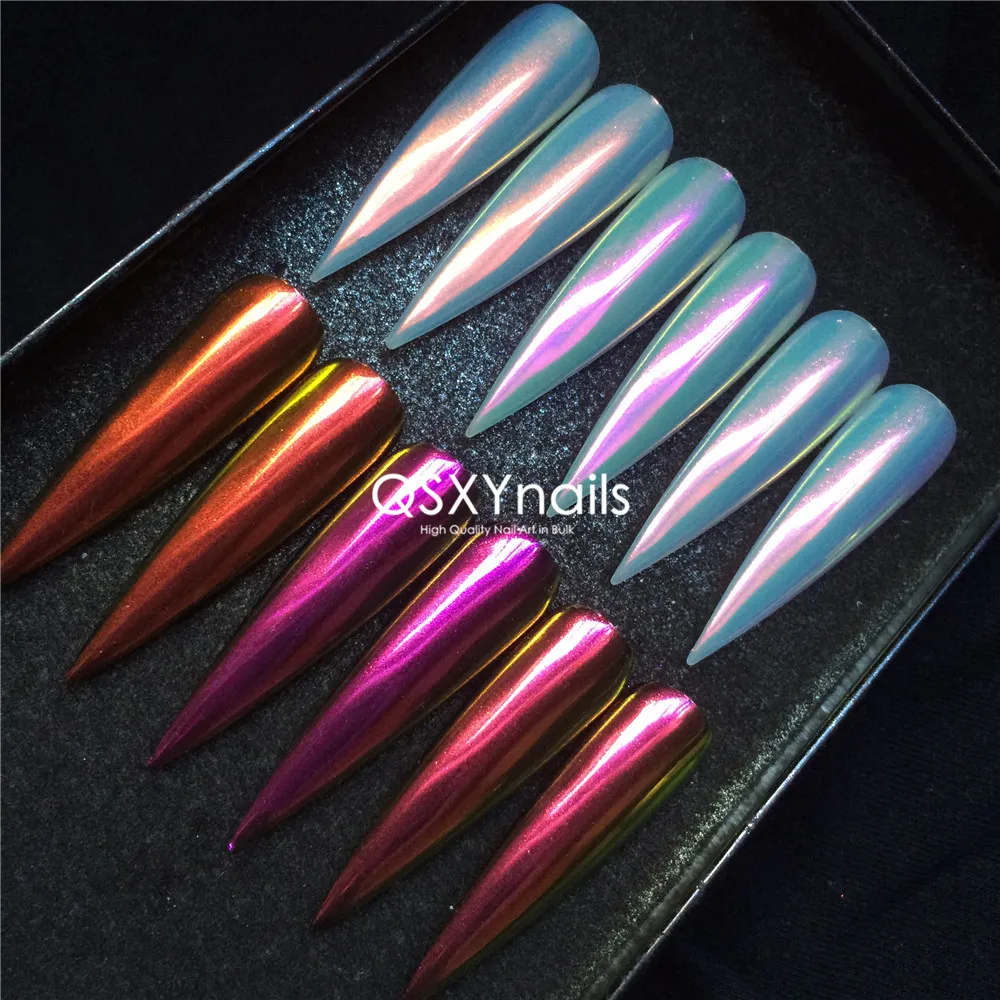 0.5g High Gloss Orange/Red/Pink Aurora Powder Mirror Chrome Pigment Mermaid Nail Art Smooth Rubbing Glitter for Gel Polish