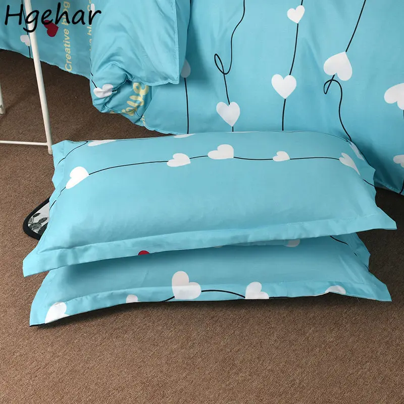 Pillow Case Skin Friendly Brushed 48*74cm Print 1 Pair Pillowcase Cover Bedding Adults Removable