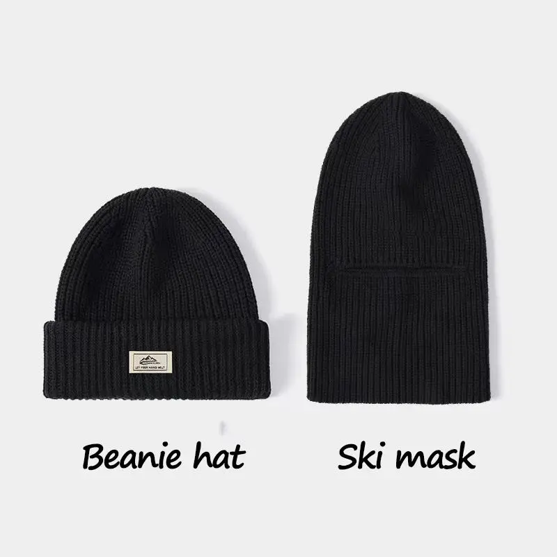 Winter Hat Winter Accessories Knitted Hat Scarf Set Knitted Hat Winter Cotton Thickened Cold Hat Outdoor Cycling Warm Cap Mask 2 in 1 Full Face Protection Cap Earmuffs