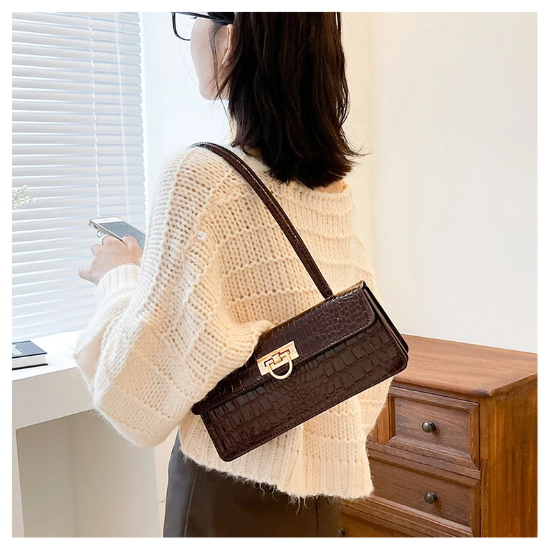 Feminino de Luxo Bolsas do Vintage Ombro Bolsa Feminina Moda Crocodilo Axilas Aba Design Marca Couro pu Senhoras Aleta Bolsas 6 Computers & Electronics