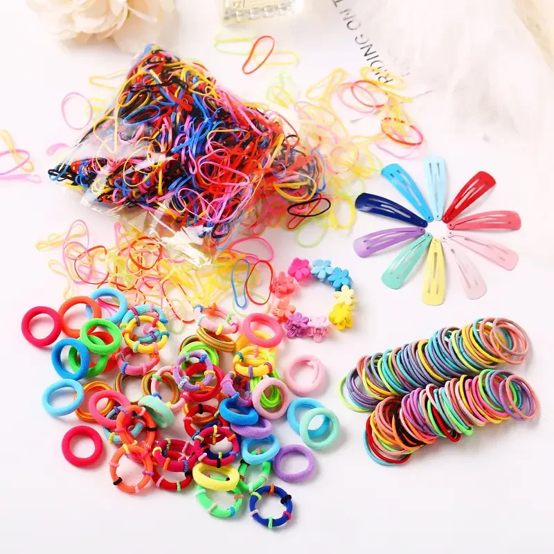 Colorful Hair Ties Set Hair Scrunchies For Women Elastic Ponytail Clips Holders Rubber Band For Hair Traceless Hair Ropes Set