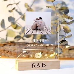 Esspoc Custom Letters Base Personalized Spotify Code Acrylic Board USB LED Wooden Base Jewelry Sets Music Plaque Codes Album
