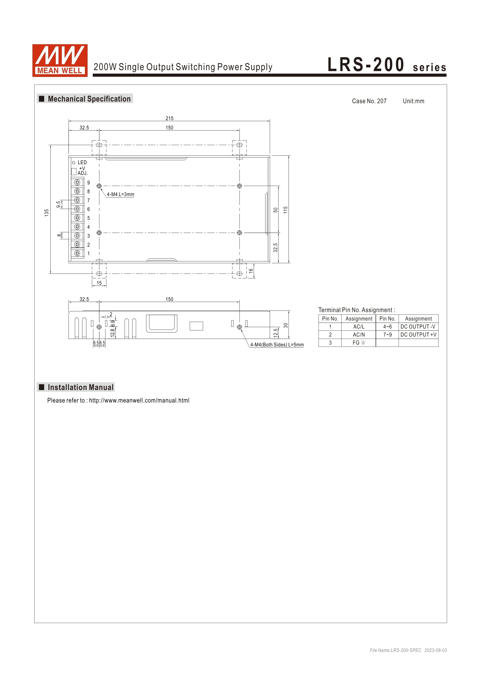 Mean Well UHP 350W 7.3A schakelende voeding UHP-350-48