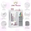 Kids Play Armoire with Mirror, Storage Bins and Closet for Dress Up and Costumes (White) 3