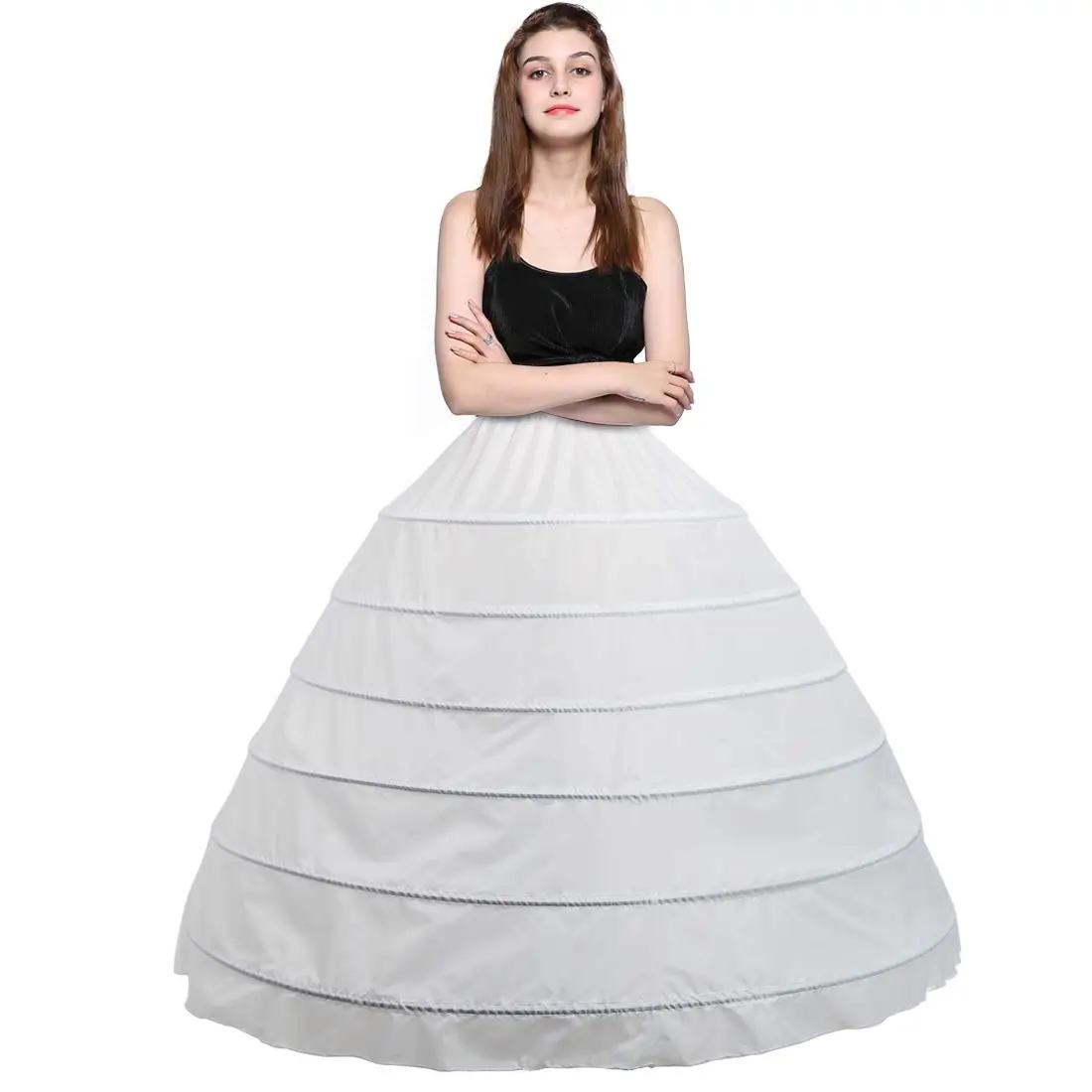 

Women's 6 Hoops Petticoat Skirt for Party Wedding Crinoline Slip Underskirt White