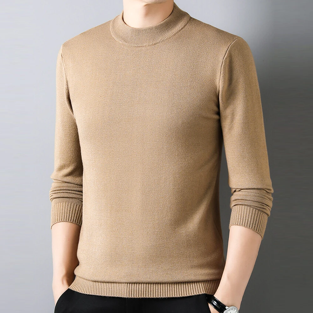 

Knitwear Sweater Casual Mens Clothing Daily For Vacation Half Turtleneck Knitwear Sweater Mock Neck Slight Stretch