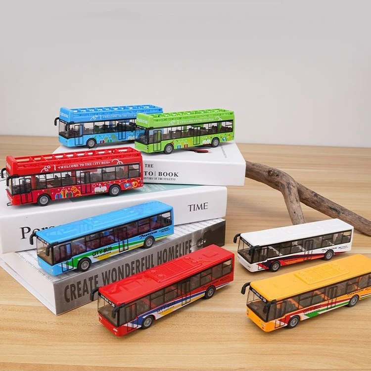 Newest Urban Double-Decker Open-Air Bus Toy Pull Back Children's Car Alloy ABS Sightseeing Car Model Toys for Boys Kids Gifts newest urban double decker open air bus toy pull back children s car alloy abs sightseeing car model toys for boys kids gifts