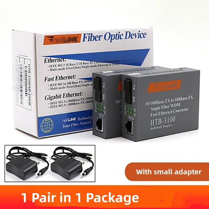 SC Singlemode Singlefiber Media Converter Fiber Transceiver HTB 3100 A B 20km External Power Supply 1 Pair