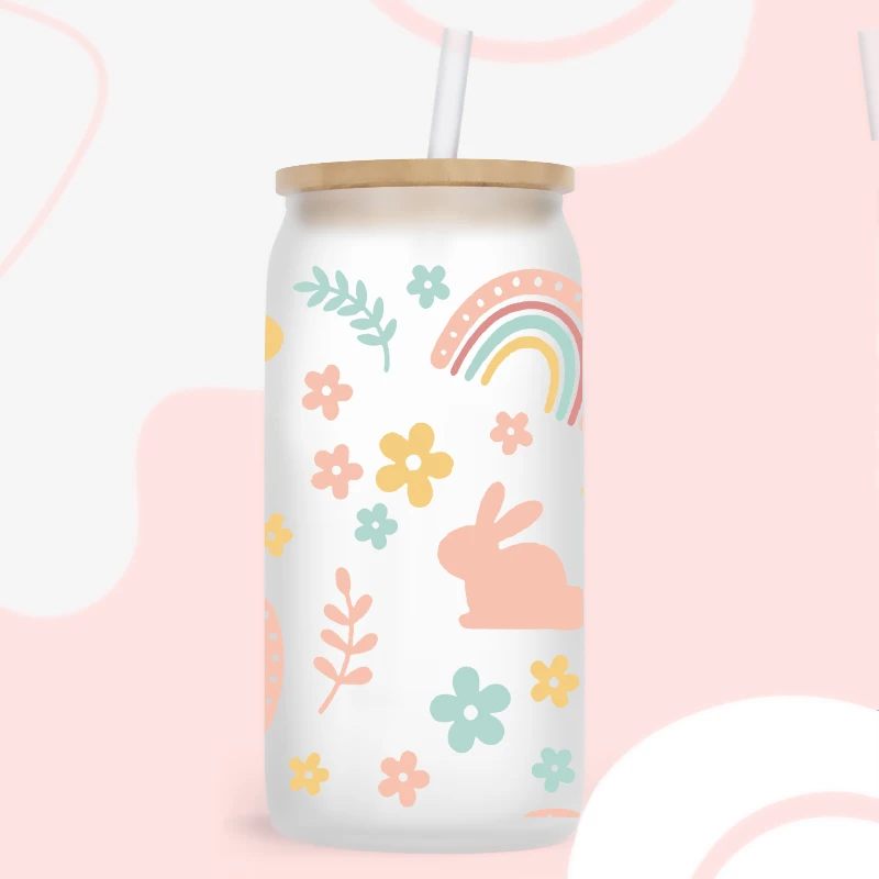 UV DTF Transfers Stickers Cup Wraps Bunny Happy Easter Printed for DIY Glass Ceramic Metal Leather 3D 16oz D6263 dtf transfer sticker