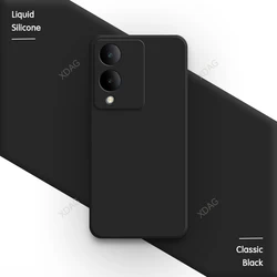 Original Liquid Silicone Soft Phone Case with Camera Protection - Fashionable Simple Back Cover for VIVO Y17s (Classic Black)