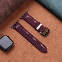 Premium Leather Band for Smartwatches - Elegant Accessory Bracelet (Red white 8)