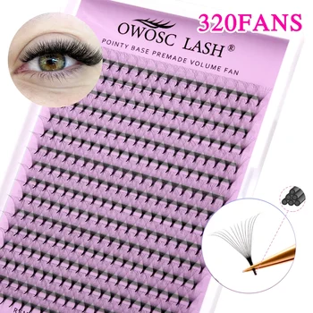 OWOSC Pointy Base Premade Volume Fans Eyelash Extension 3D/6D/8D/10D/12D/14D Individual Sharp Pointy Stem 320 fans Custom Logo 1