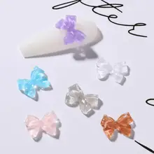 

DIY 50Pcs/Set Cute 3D Bowknot Manicure Glitter Decoration Colorful Nail Bowknot Ornament Easily Stick for Manicure