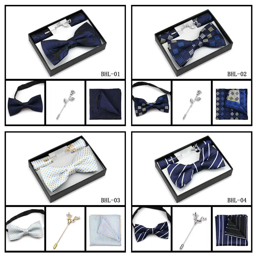 Vintage Fliege-Set für Herren Paisley Klassische Fliege Einstecktuch Brosche Set mit Geschenkbox Herren Business Hochzeit Anzug Accessoires – Detail 8