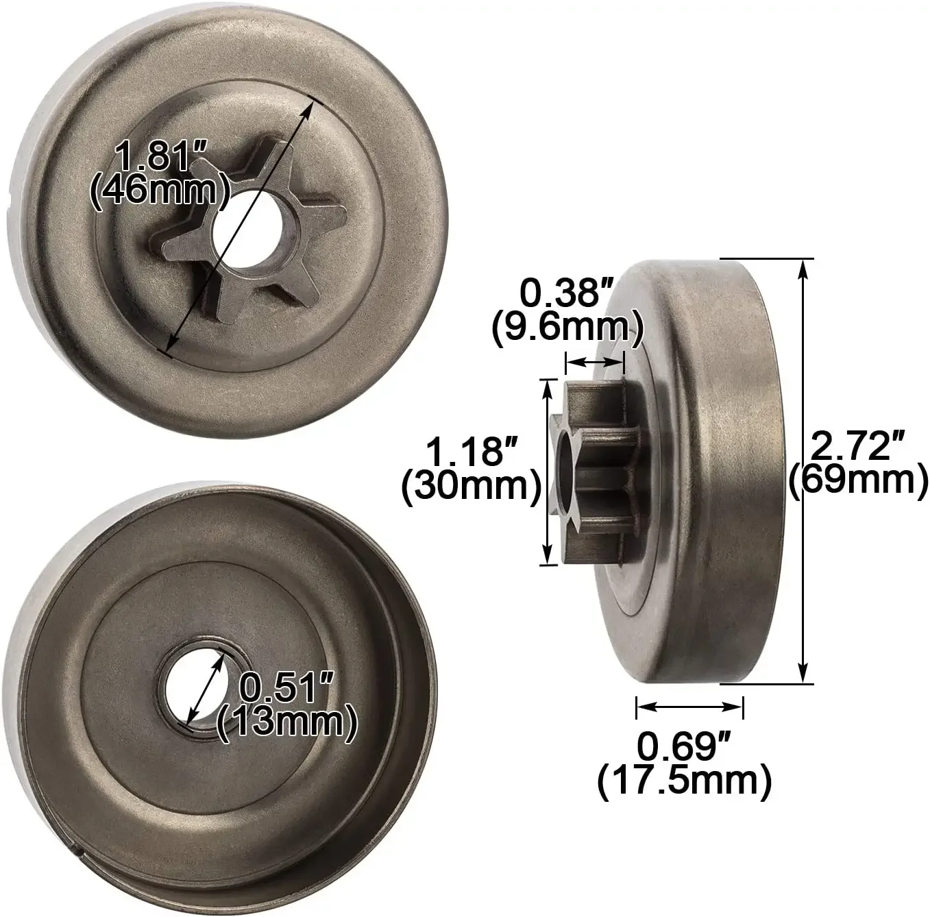 3/8 6T Clutch Drum Sprocket Washer E-Clip Kit for STIHL Chainsaw MS170 MS180 MS210 MS230 MS250 017 018 021 023 025 1123 640 2003 3