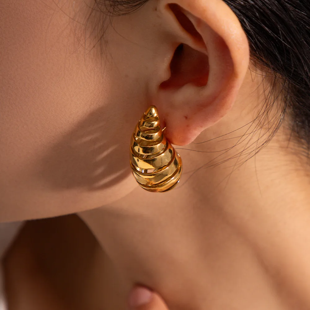 

Stainless Steel PVD 18K Gold Plated Tarnish Cotout Water Drop Earrings For Woman Jewelry Wholesale 2023 Trendy