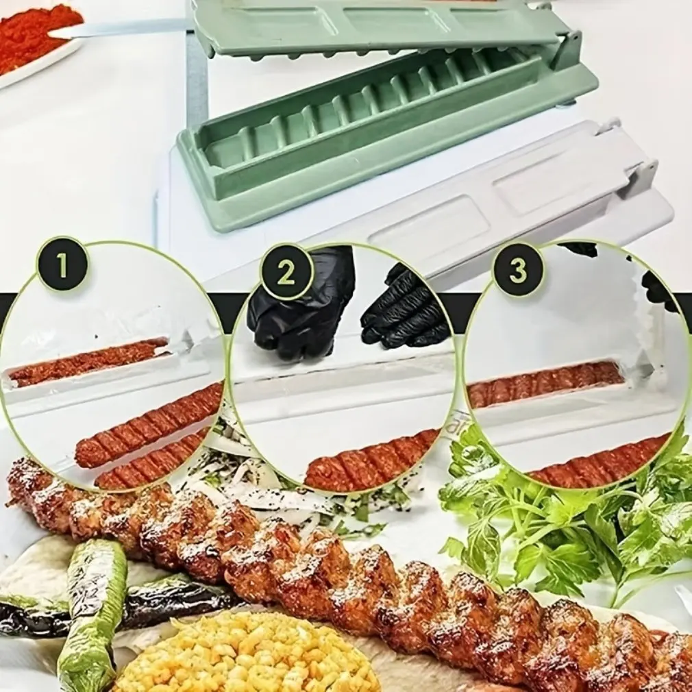 New Single Row Kebab MakerBBQ Meat Skewer Machine Kebab Press Maker Reusable Skewer Maker Preparation BBQ Tools Kitchen Gadget