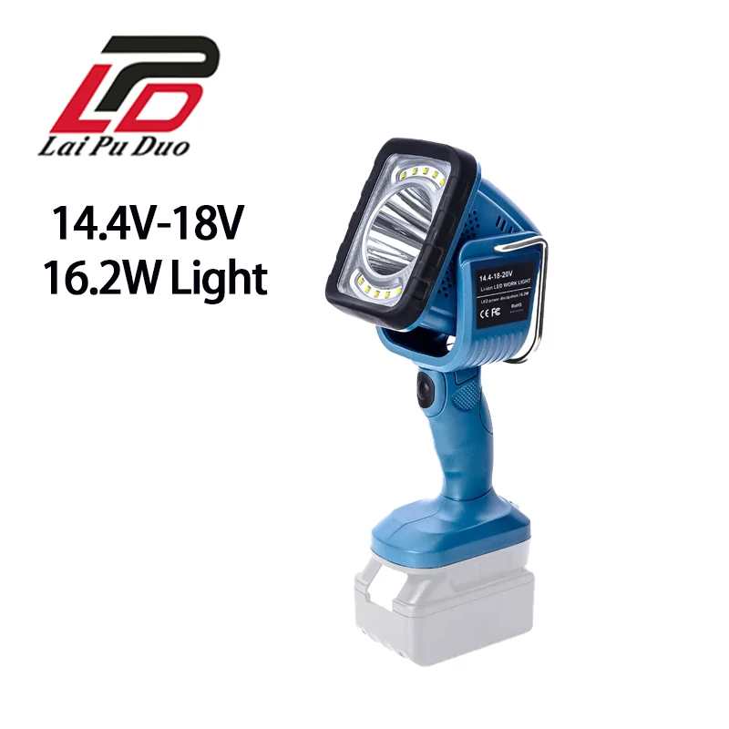 16.2W LED Work Light 4 Modes Flashlight Portable Outdoor Flood Light Emergencies Lighting for Makita 18V Battery (No Battery)