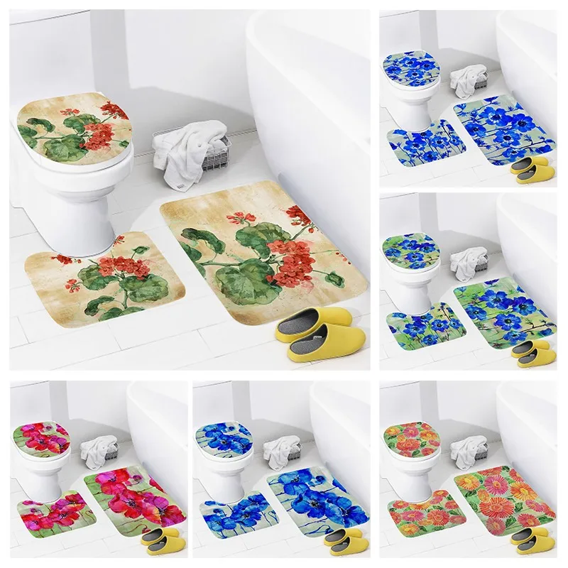 

Non slip shower mat bathroom carpet shower beach style decoration water absorbing bathtub carpet toilet cover decoration cover
