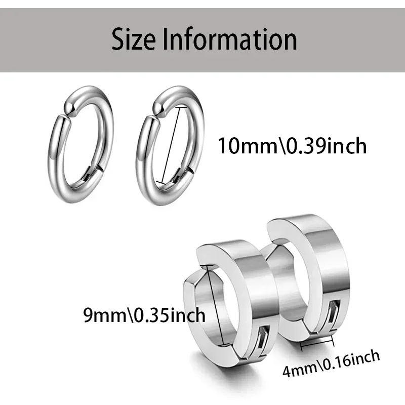 Popular Ear Clip Earrings Men/Women Stainless Steel Painless Punk Black Non-Piercing Fake Cartilage Earring Jewelry 1 pairs