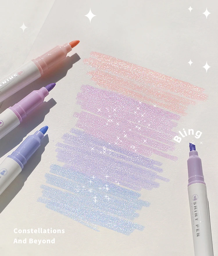 Highlighter Pen Marker Pen Highlighter Marker Art Marker 4 Colors/box Fine Glitter Highlighter Pen Set Fluorescent Markers Highlighters Pens Art Marker Japanese Cute Kawaii Stationery