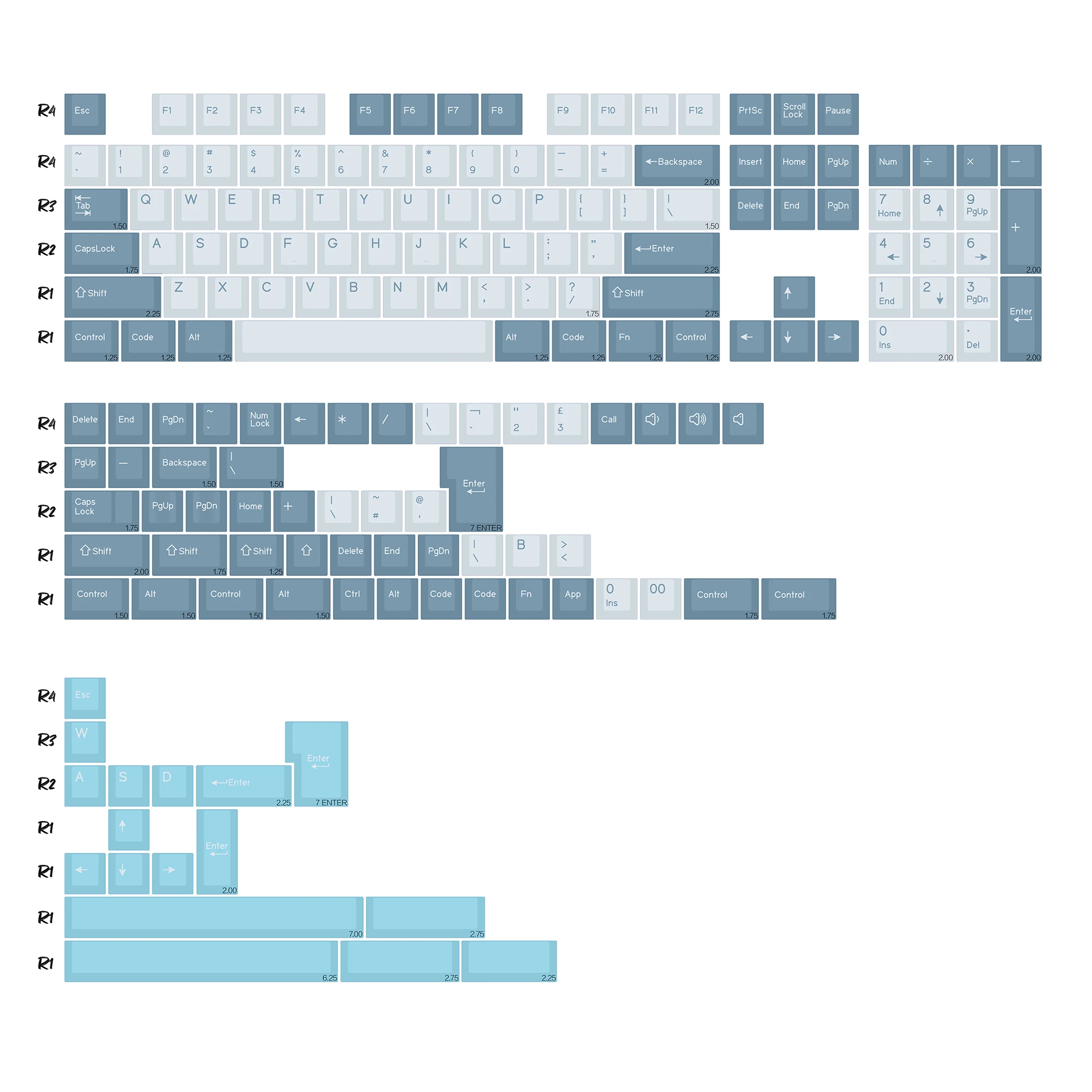 Cherry Profile PBT Double Shot Keycap Set - GMK Carbon Design, 176 Keys