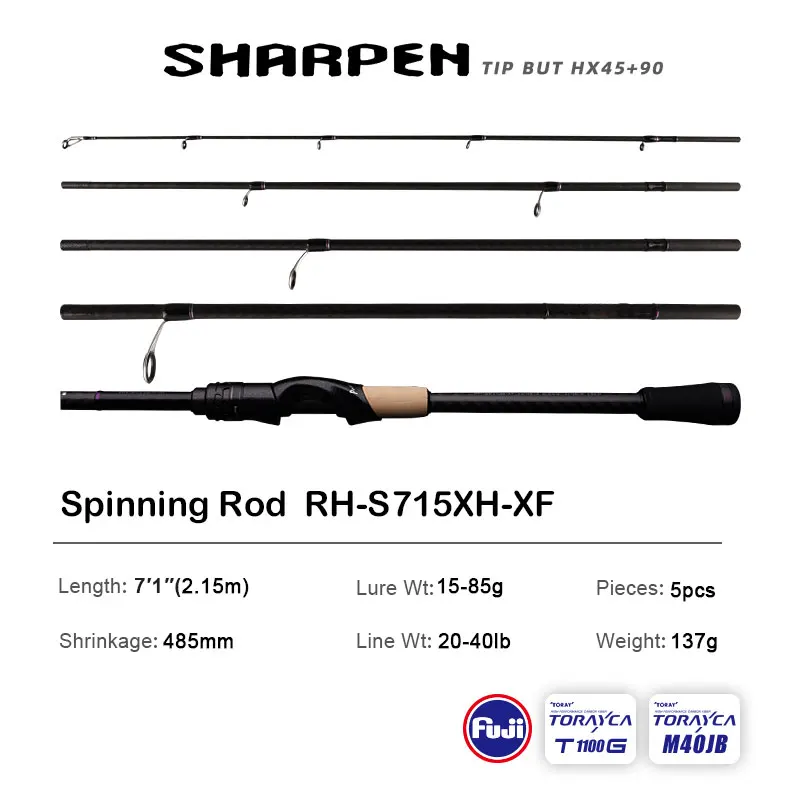 PURELURE SHARPEN Travel Soft Lure Long Spinning and Casting XF/MF Action Rods FU