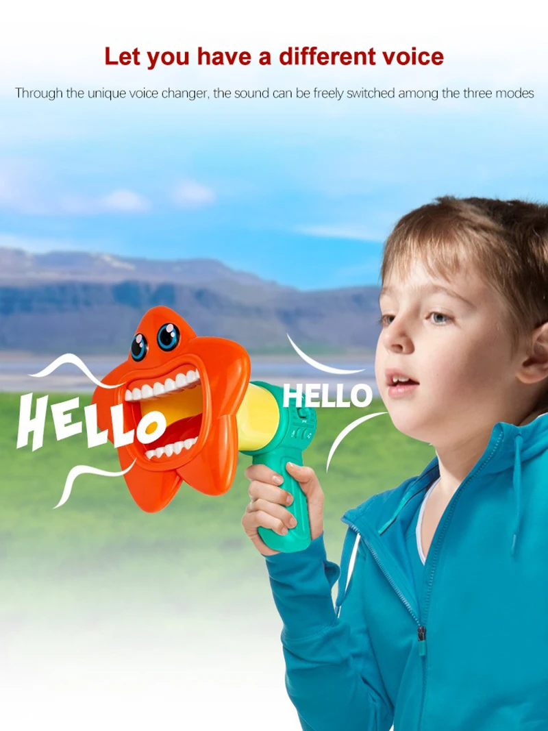 Lustiger Horn-Handlautsprecher mit großem Mund, Sprachwechsler, Aufnahme, Geschenk für Kinderpartyzubehör, Geräuschherstellung, Trompete – Detail 5
