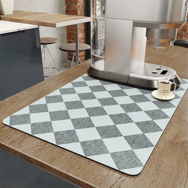 Dish Mat Drying Kitchen Mat,Diatomaceous Stone Absorbent Dish Drying Mats  For Kitchen Counter And Coffee Maker,Kitchen Rubber Dish Drying Mat  (diamond