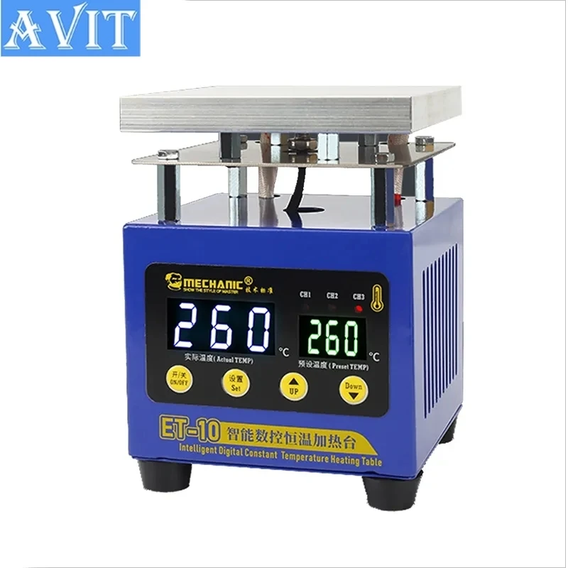 

MECHANIC ET-10 Heating Table Intelligent Constant Temperature Double Digital Display For Repairing LED Lamp Of Mobile Phone PCB