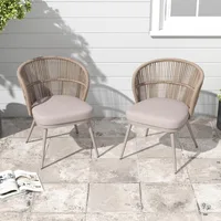 Patio Dining Chairs Set of 2, Outdoor Balcony Wicker Chairs with Wide Seat and Removable Cushion for Garden, Backyard, De 1