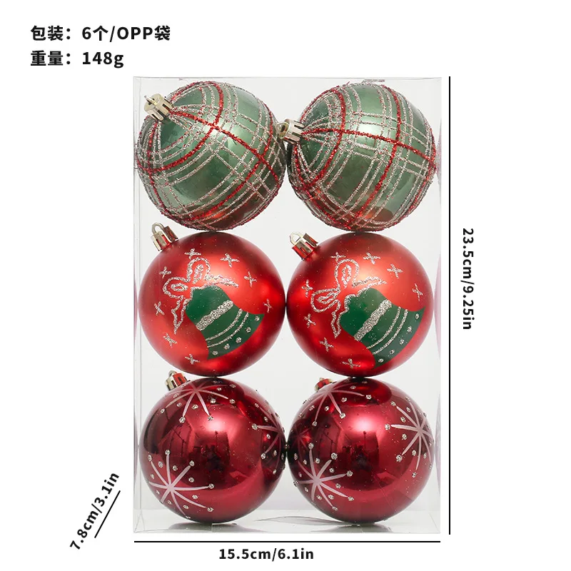 6PCS 8cm Christmas Balls Hanging Christmas Tree Pendant Ornaments for Party Decor New Year Navidad Gifts 2026 Accessories