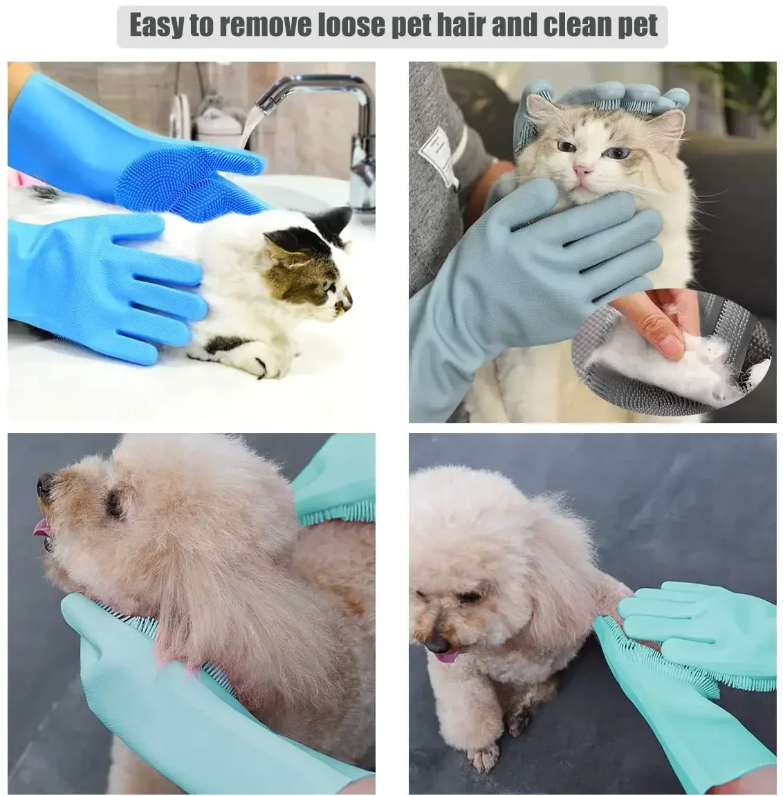 Cleaning gloves dog and cat bath shampoo glove scrub magic dishwashing cleaner sponge silicone hair removal gloves
