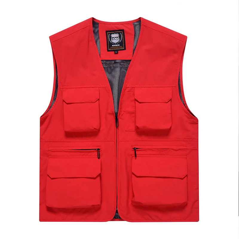 2024 New Large Size Quick-Drying Work Vest Mens Fishing Wear Camping Sleeveless Jacket Outdoor Male Waistcoats Many Multi Pocket