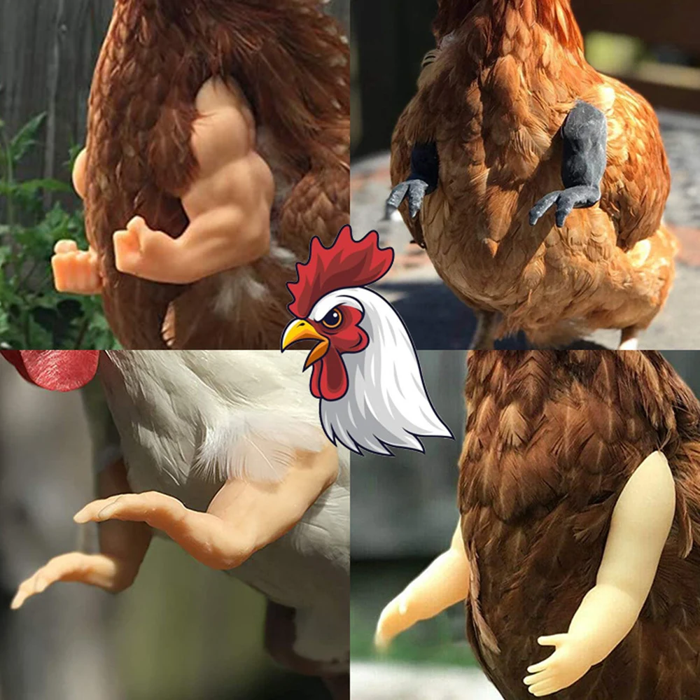 Funny Fighting Chicken Arms Toys Artificial Wearing Muscle Arm for Pigeon Hen Pet Theme Party Props Chicken Accessories Supplies