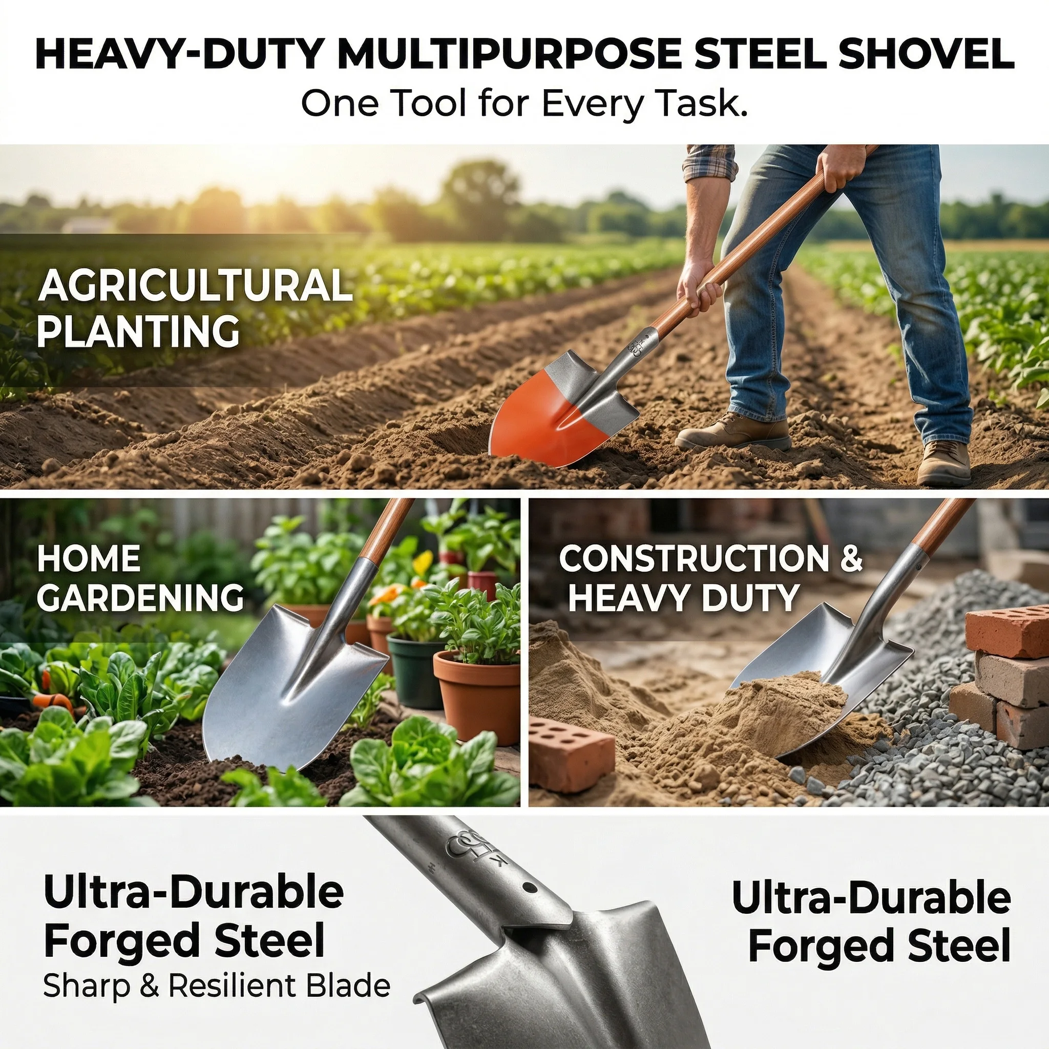 정원 캠핑용 내구성 있는 삽날, 야외 마당 해변 농장용 견고한 도구, 효율적인 흙 처리 도구