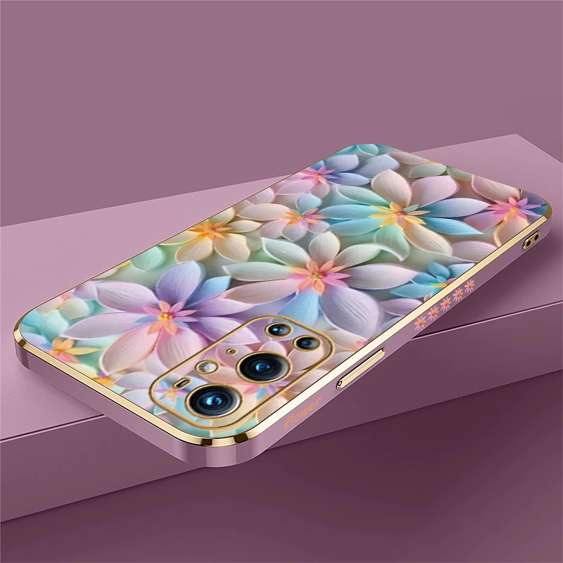Shockproof Plating Flower Pattern Soft Silicone Phone Case