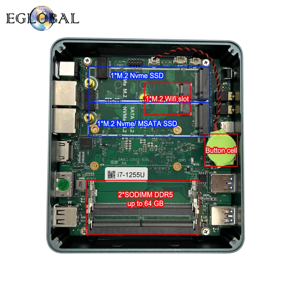 EGLOBAL Pocket Mini PC Intel Core I7 13th Gen 1340P 1360P DDR5 2TB NVME SSD Windows 11 Wifi6 Type-C HDMI DP Desktop Computer 6
