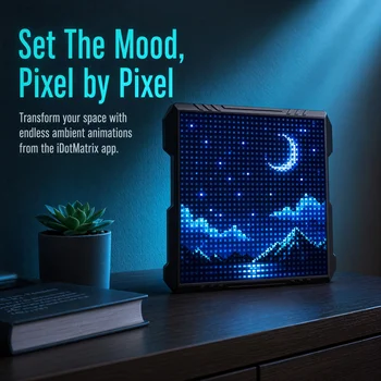 32x32 Pixel Art Display Frame, Programmable RGB LED Digital Picture Frame with iDotMatrix APP Control, Bluetooth Smart Pixel Screen with Clock Alarm & Message Board for Desktop, Home Office, Game Room Decor 1