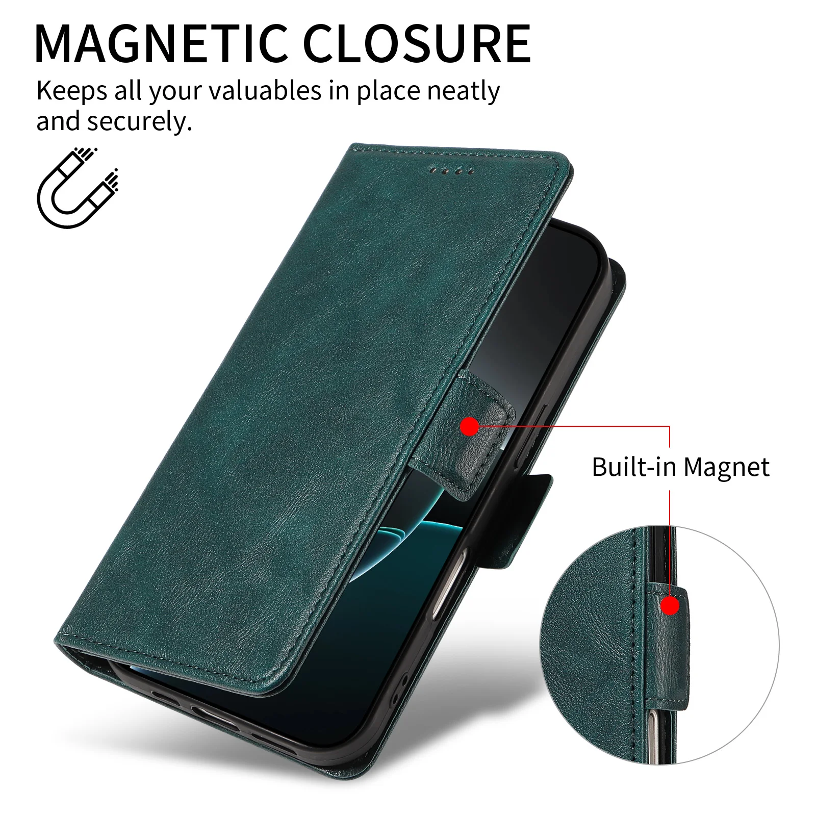 Luxurious Leather RFID Anti-Theft Flip Wallet Case