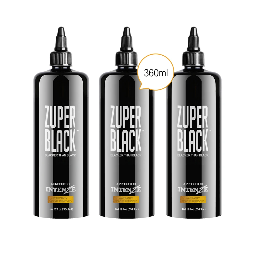 Tattoo Ink Small Particle Zuper Black Silicone Leather 360 ml 12 oz Super Black for Student Practice