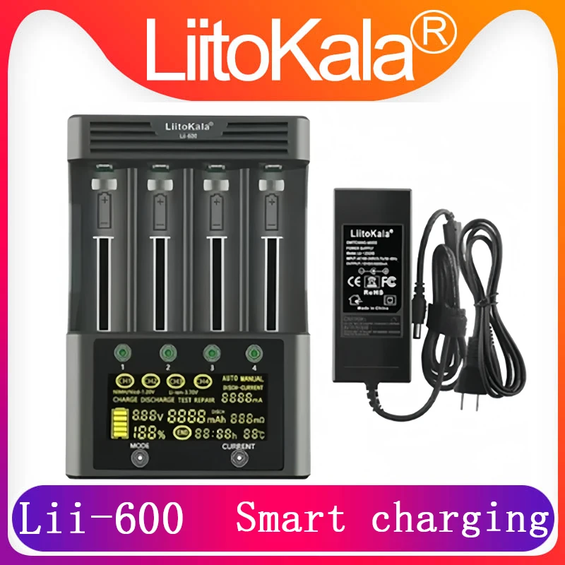 

LiitoKala Lii-600 Lii-500 Lii-500S LCD 3,7 V 1,2 V 18650 26650 16340 14500 18500 20700B Batterie Ladegerät Brand new original