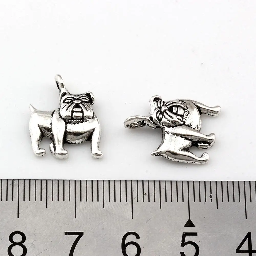 100Pcs Alloy Cute Bulldog Charms Pendants For Jewelry Making Bracelet Necklace DIY Accessories 13x17mm  A-225