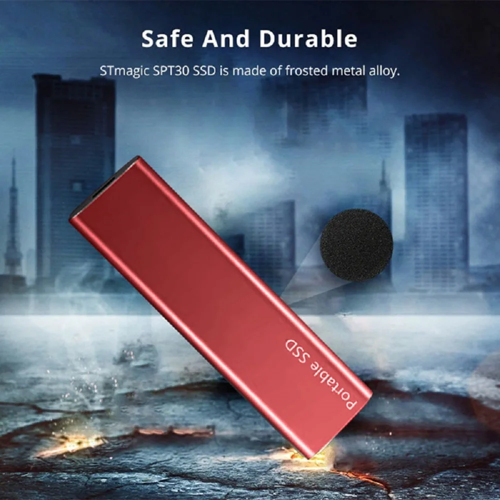 고속 휴대용 SSD 외장 하드 드라이브, 솔리드 스테이트 하드 디스크, 2TB 대용량 SSD, USB3.1, C타입, 500GB