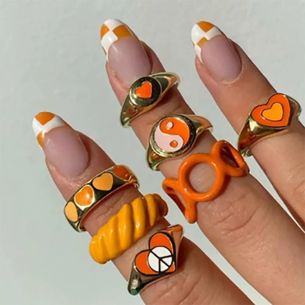 Ring Set For Women Simple Light Luxury Smiley Butterfly Jewelry Birthday Party Gifts
